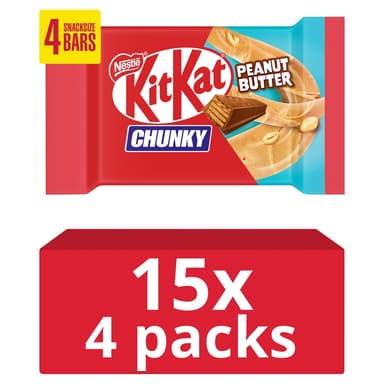 KitKat Chunky Peanut Butter Chocolate Bar 4 Pack - 24 x 136g Multipacks