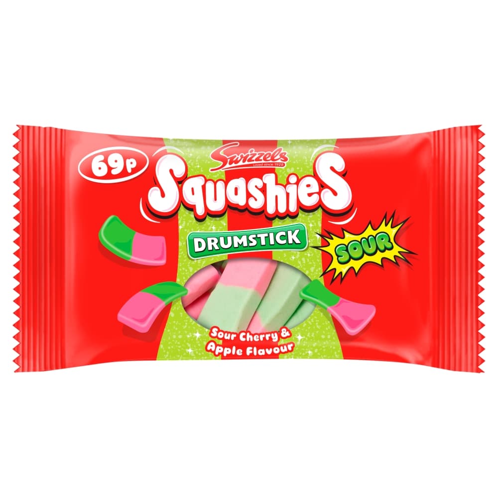 Swizzels Squashies Sour Cherry & Apple Flavour Drumstick 60g 69p PMP