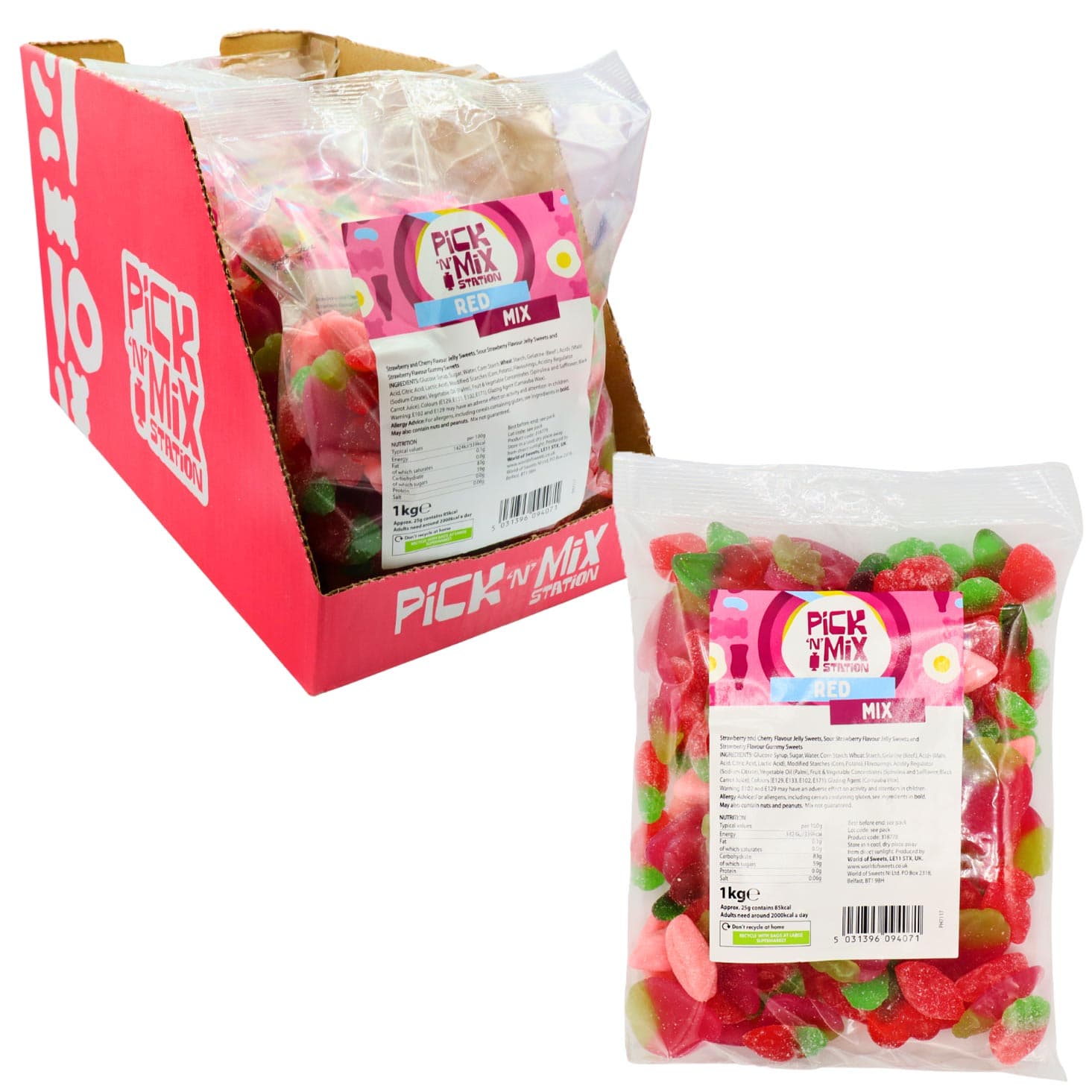 Pick n Mix Station Red Mix Bag 1kg 5 Pack 