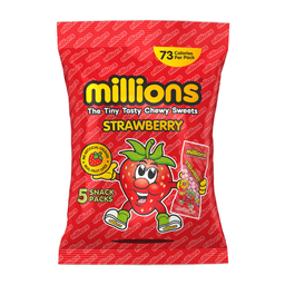 Millions Strawberry 5 Snack Packs Multipack 90g
