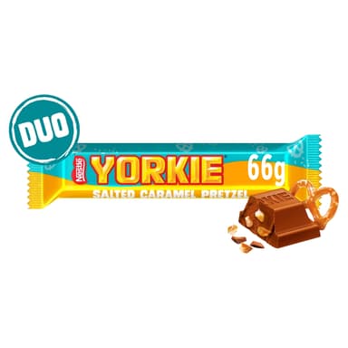 Yorkie Salted Caramel Pretzel Milk Chocolate DUO - 24 x 66g Bars