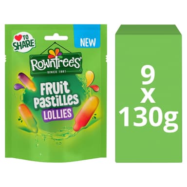 Rowntree's Lollies Fruit Pastilles Sweets Sharing Bag - 9 x 130g Pouches