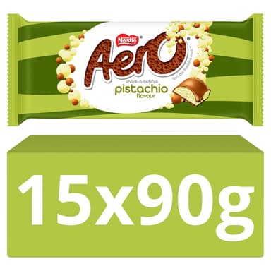 Aero Pistachio Flavour Milk Chocolate Sharing Bar - 15 x 90g Bars