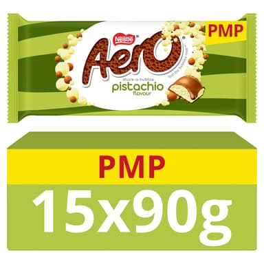 Aero Pistachio Flavour Milk Chocolate Sharing Bar - 15 x 90g PMP Bars