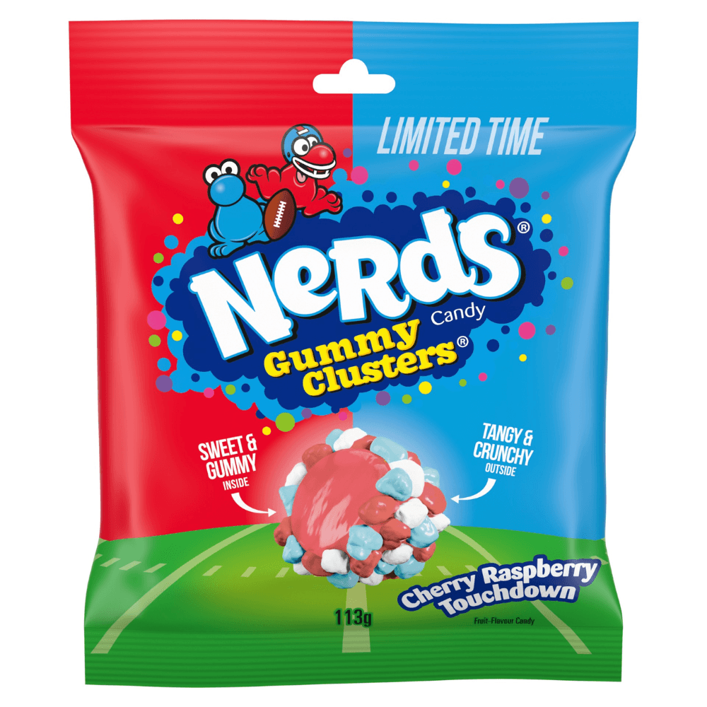 Nerds Cherry Raspberry Touchdown Gummy Cluster Bag 113g