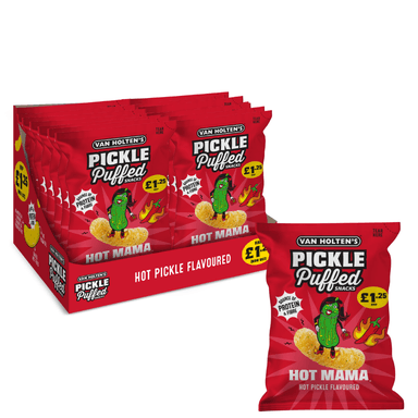 Van Holten's Hot Mama Hot Pickle Puffed Snacks - 14 x 50g Bags