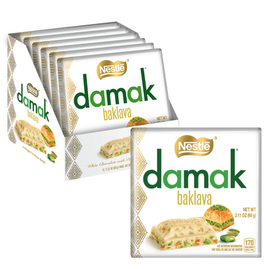 Nestle Damak White Chocolate With Pistachios and Baklava Bar - 6 x 60g Bars