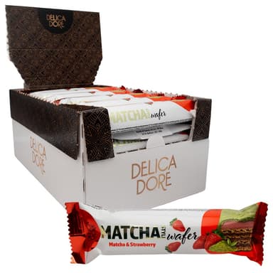 Delicadore Matcha Style Strawberry Wafer Bar - 24 x 35g Bars