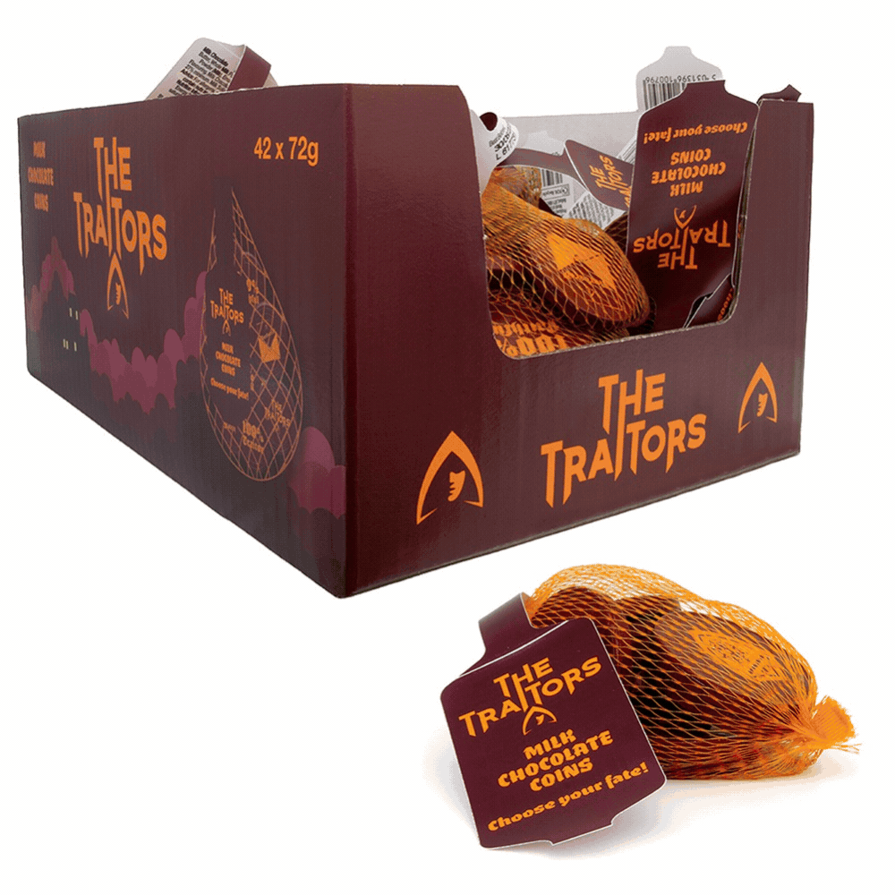 The Traitors Milk Chocolate Coins - 42 x 72g Nets