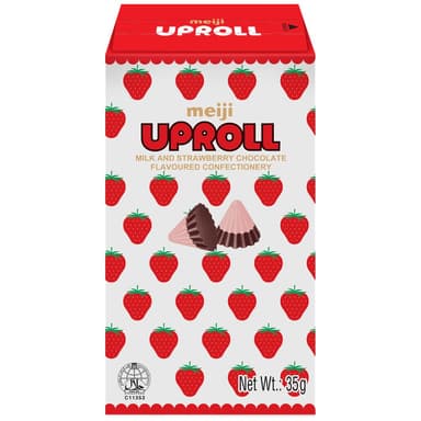 Meiji Uproll Milk Chocolate and Strawberry - 10 x 35g Boxes