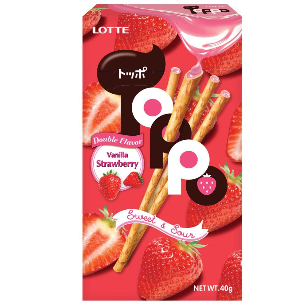 Lotte Toppo Strawberry Filled Pretzel Sticks 40g
