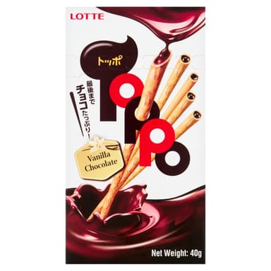 Lotte Toppo Vanilla Chocolate Filled Biscuit Sticks - 10 x 40g Packs