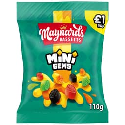 Maynards Bassetts Mini Gems Candy Bag 110g £1 PMP