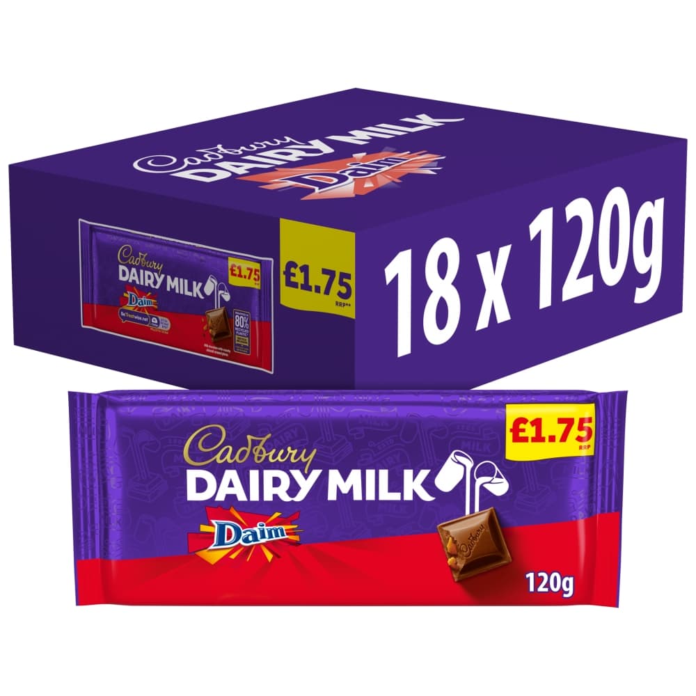 Cadbury Dairy Milk Daim Chocolate Bar 120g £1.75 PMP