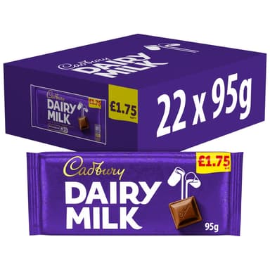 Cadbury Dairy Milk Classic Chocolate Bar - 22 x 95g Bars