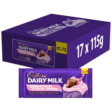 Cadbury Dairy Milk Strawberries & Creme Frappe Chocolate Bar - 17 x 115g Bars