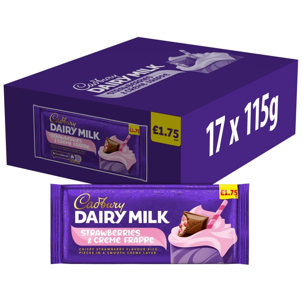 Cadbury Dairy Milk Strawberries & Creme Frappe Chocolate Bar 115g £1.75 PMP