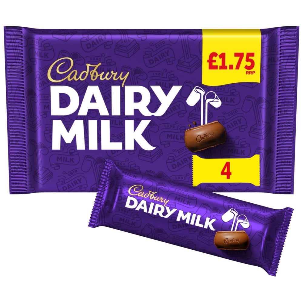 Cadbury Dairy Milk Chocolate Bar 4 Pack Multipack 108.8g £1.75 PMP