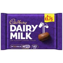 Cadbury Dairy Milk Chocolate Bar 4 Pack Multipack 108.8g £1.75 PMP