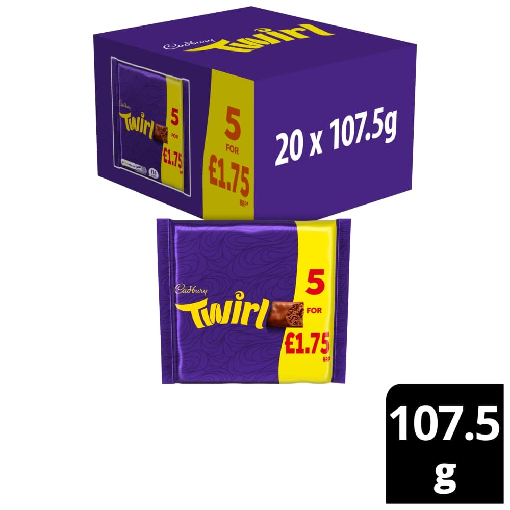 Cadbury Twirl Chocolate Bar 5 Pack 107.5g £1.75 PMP