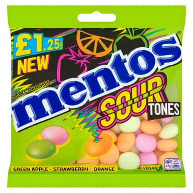 Mentos Sour Tones Chewy Dragees - 12 x 135g Bags