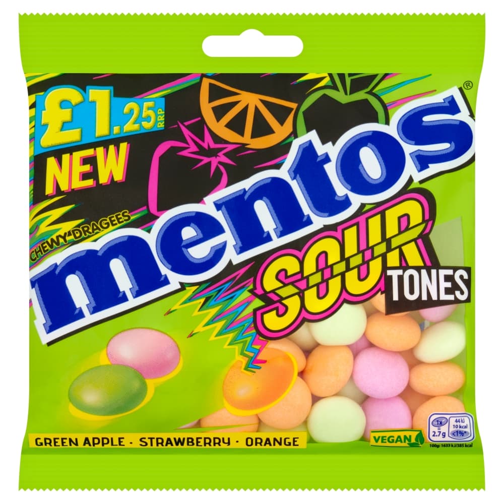 Mentos Sour Tones Chewy Dragees Bag 135g £1.25 PMP