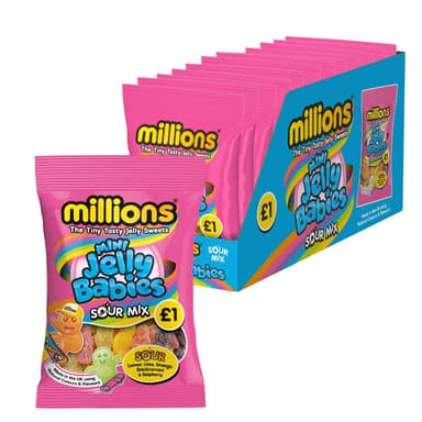 Millions Mini Jelly Babies Sour Mix - 12 x 100g Bags