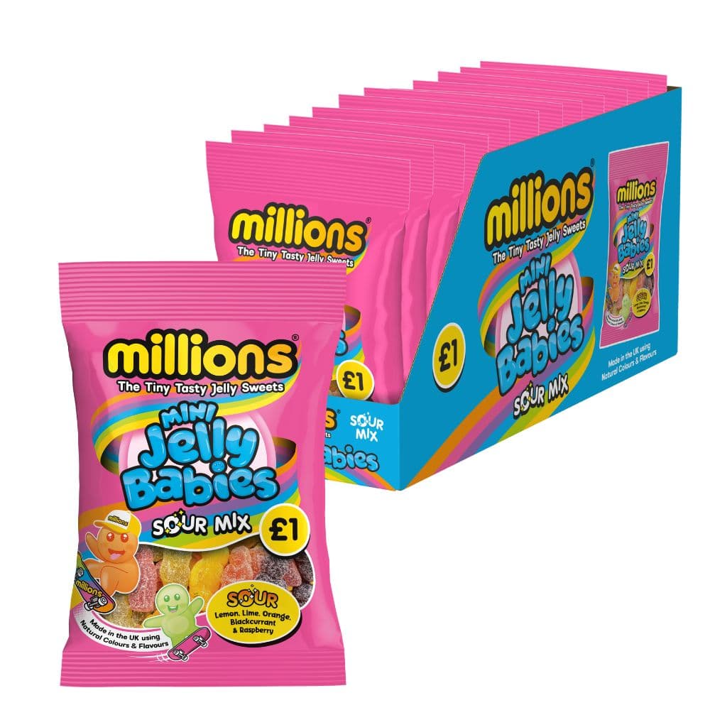 Millions Mini Jelly Babies Sour Mix Bag 100g £1 PMP