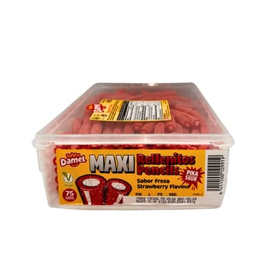 Damel Maxi Fizzy Strawberry Pencils - 1 x 1.3kg Tub