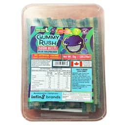 Gummy Rush Blue Raspberry Sour Belts Tub 1kg