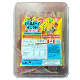 Gummy Rush Strawberry Lemonade Sour Belts Tub 1kg