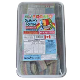 Gummy Rush Rainbow Burst Sour Belts Tub 1kg