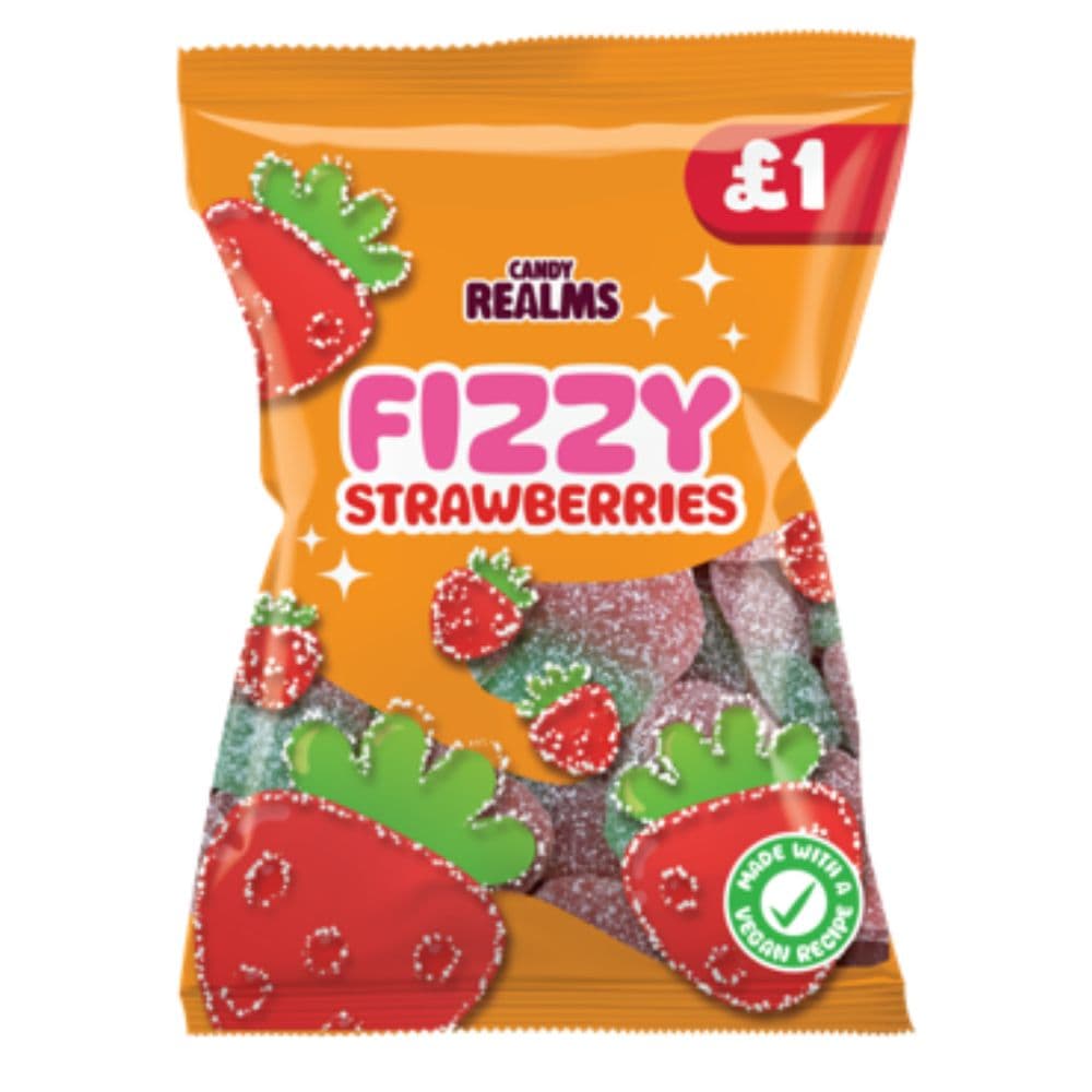 Candy Realms Fizzy Strawberries Bag 160g