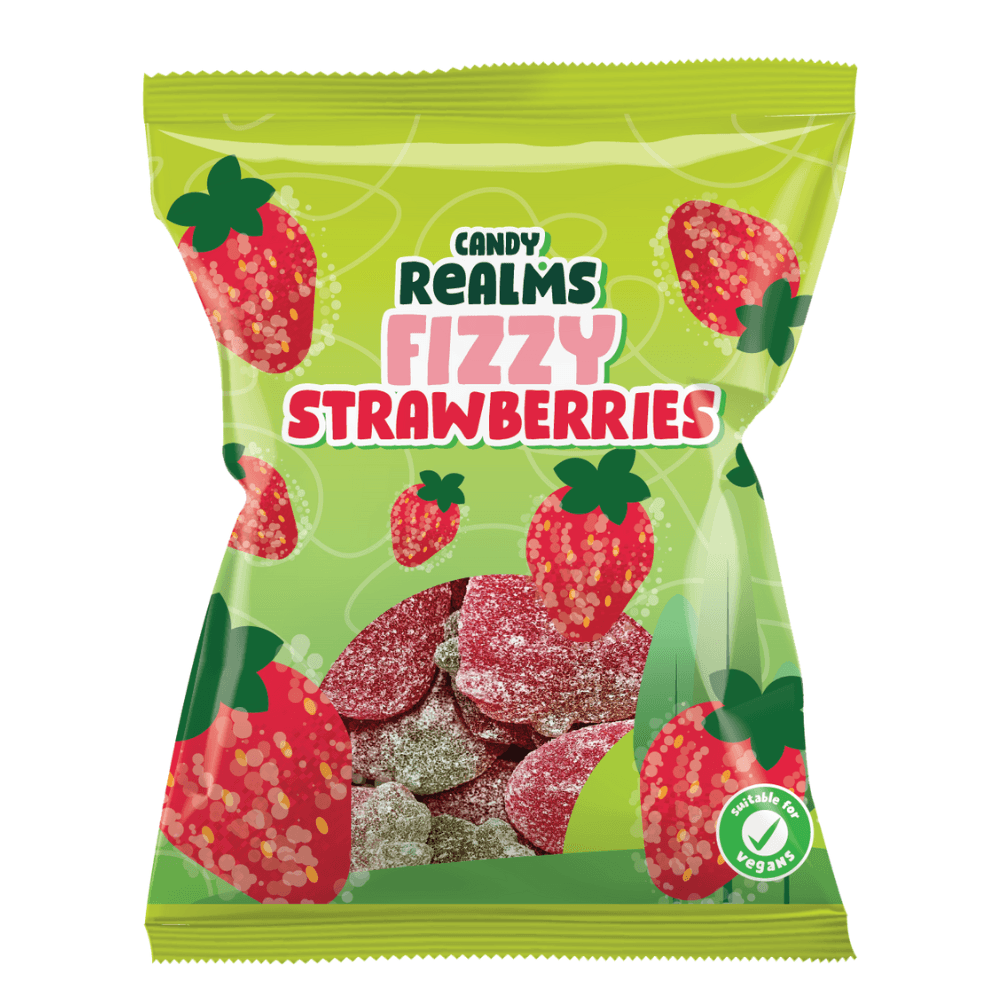 Candy Realms Fizzy Strawberries Bag 160g