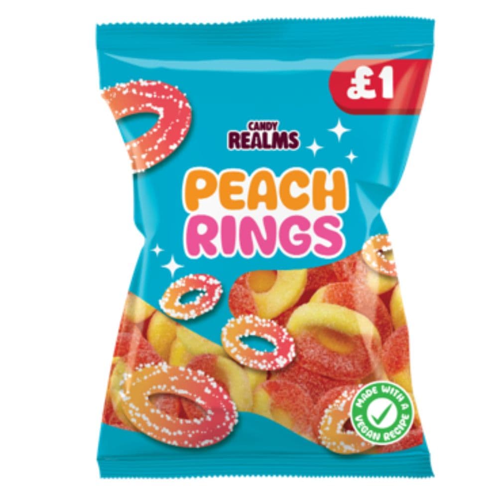 Candy Realms Peach Rings Bag 160g £1 PMP