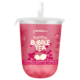 The Boba Co Popping Bubble Tea Strawberry & Lemonade 330ml