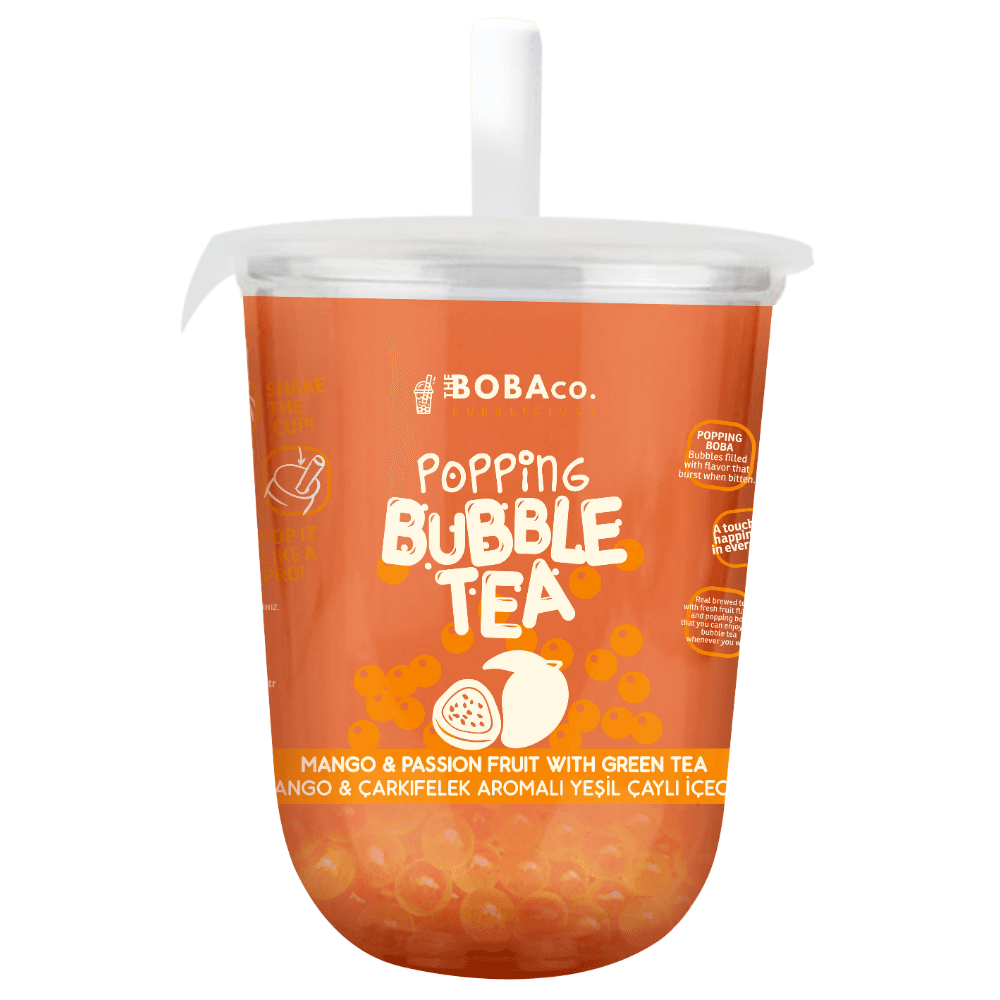 The Boba Co Popping Bubble Tea Mango & Passionfruit 330ml