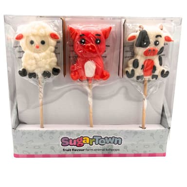 Sugartown Farm Animal Rock Lolly - 24 x 80g Lollipops