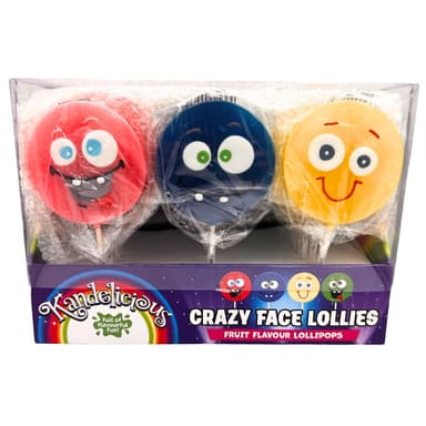 Kandelicious Crazy Faces Lollipop - 24 x 125g Lollipops
