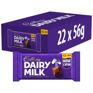 Cadbury Dairy Milk Classic Chocolate Bar - 22 x 56g Bars