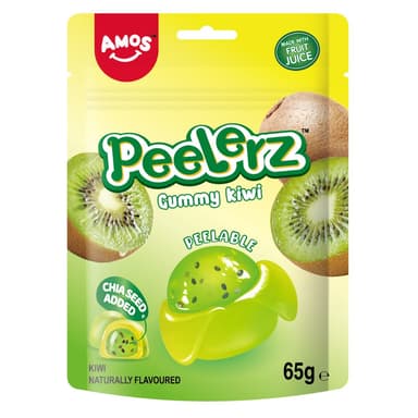 Amos Peelerz Gummy Kiwi Flavour - 12 x 65g Pouches