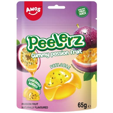 Amos Peelerz Gummy Passion Fruit Flavour - 12 x 65g Pouches