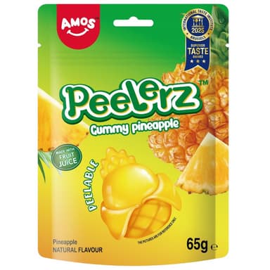 Amos Peelerz Gummy Pineapple Flavour - 12 x 65g Pouches