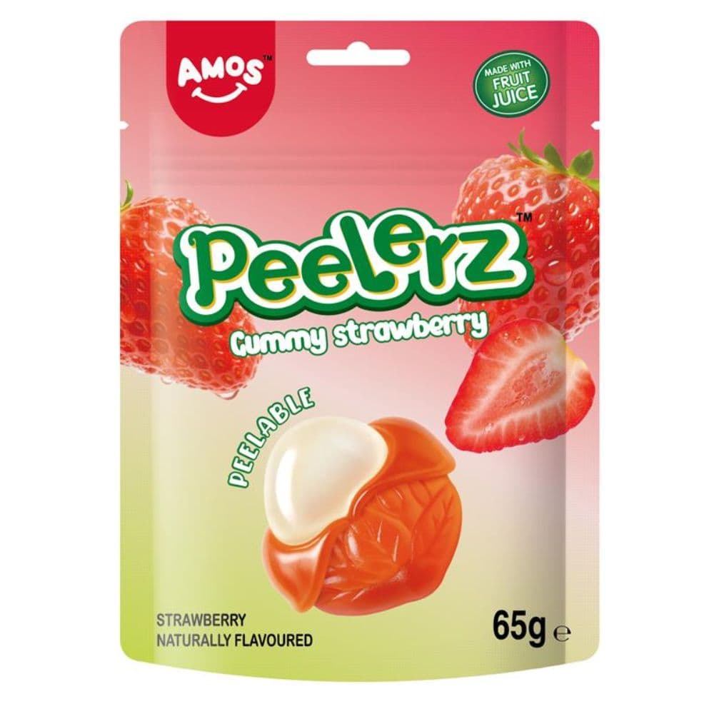 Amos Peelerz Gummy Strawberry Flavour Pouch 65g