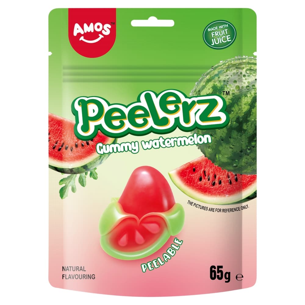 Amos Peelerz Gummy Watermelon Flavour Pouch 65g