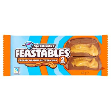 Mr Beast Feastables 2 Creamy Peanut Butter Cups - 24 x 40g Packs