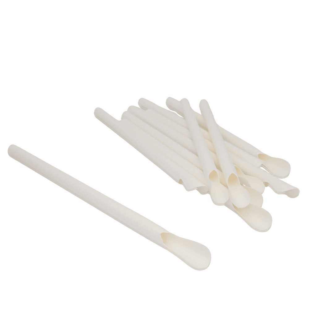 White Paper Spoon Straws 125 Pack