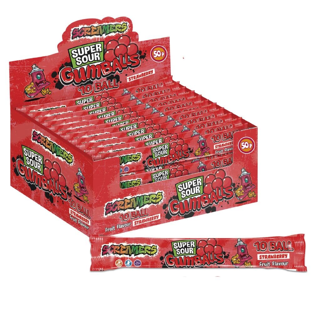 Zed Candy Screamers Super Sour Strawberry Gumballs 54g
