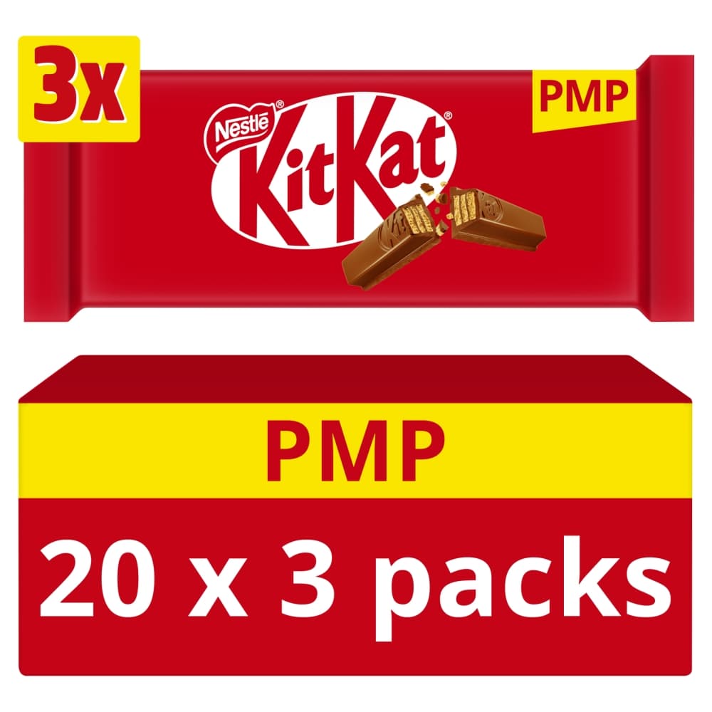 KitKat 4 Finger Milk Chocolate Bar 3 Pack Multipack 124.5g PMP £1.65
