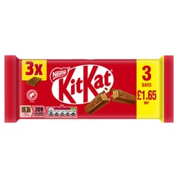 KitKat 4 Finger Milk Chocolate Bar 3 Pack Multipack 124.5g PMP £1.65